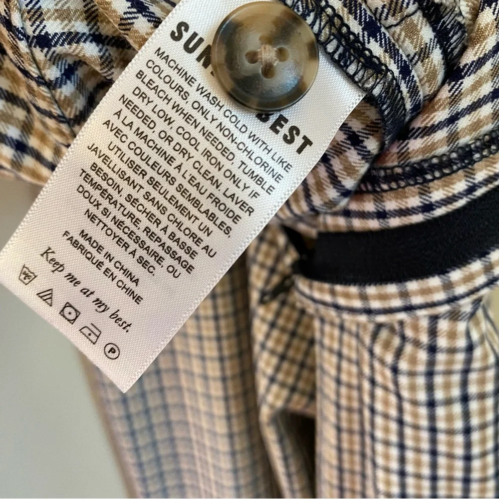 Aritzia Sunday Best Freshman Pant in Black Honey Brown Grid Plaid Size 00 - Picture 13 of 14